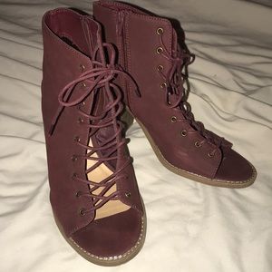 Open toe open back heels